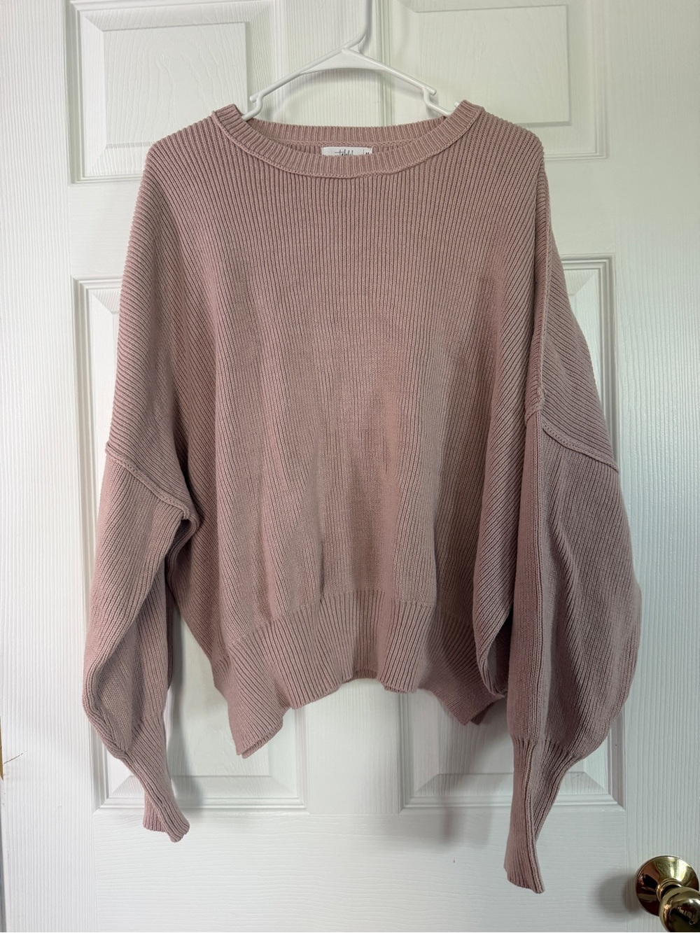 TALULAH Dusty Mauve Ribbed Crewneck Sweater